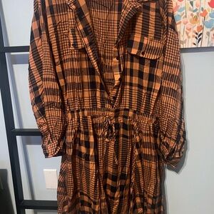 Plaid Black and Orange Women's Dress